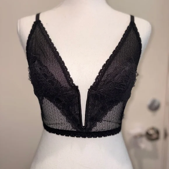 Rene Rofe Black Lace Plunge Bralette - Picture 2 of 5